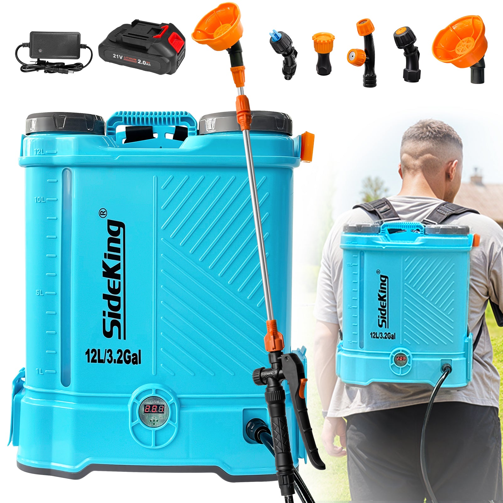 12L 16L Battery Powered Backpack Sprayer 3.2 Gallon 80 PSI Electric Graden Sprayer Works with Makita 18V Battery, Weed Lawn Sprayer with Telescopic Wand, 5 Nozzles, 2.0 Ah Battery & Charger Included