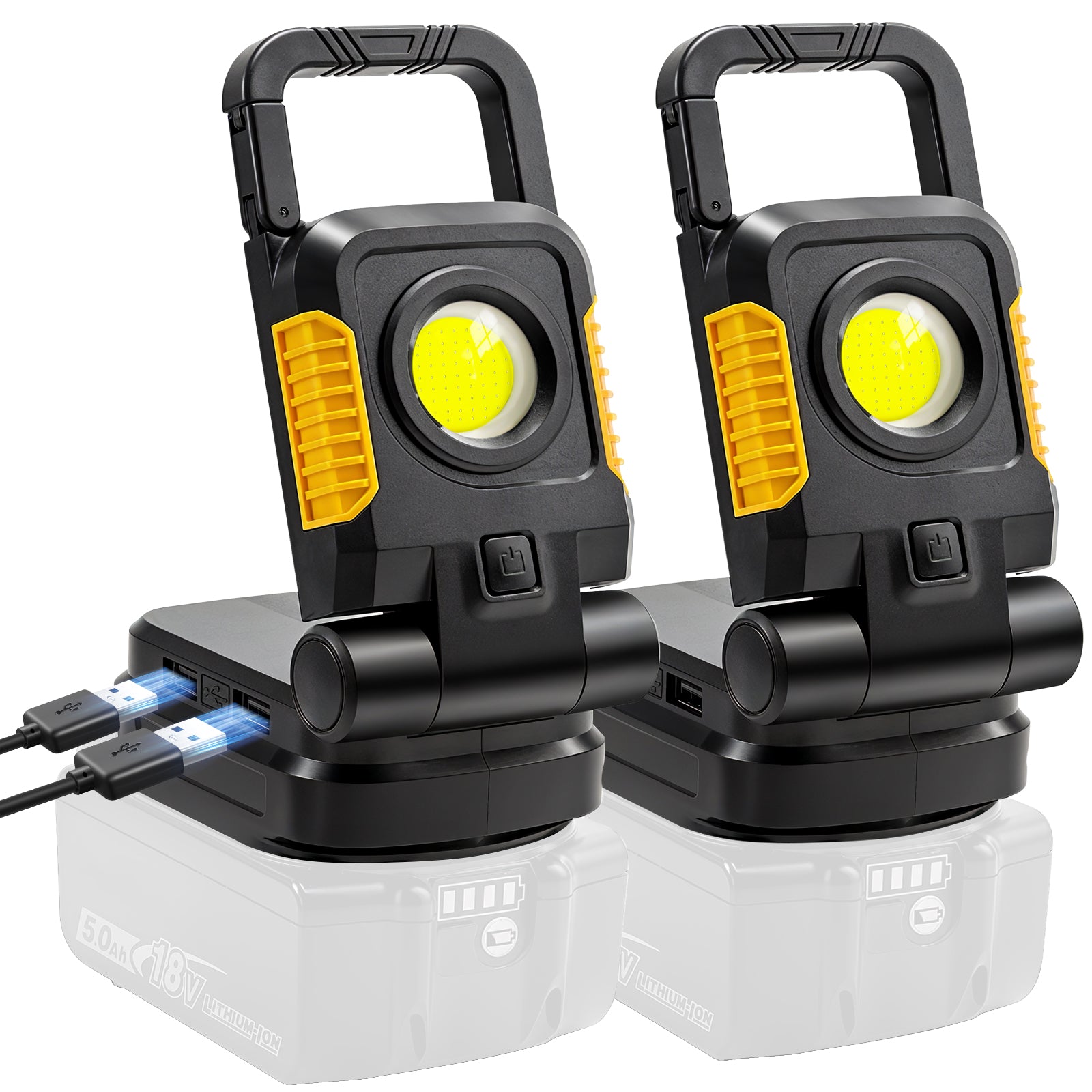 18V/20V Cordless Work Light, 2Pack 25W Portable Flood Light Compatible with Makita 20V Max Battery, Bright COB LED Work Light with 3 Light Modes and Upgraded Low Voltage Protection(no battery)